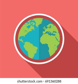 Globe, Earth, World  Icon. Flat design. Vector illustration. 