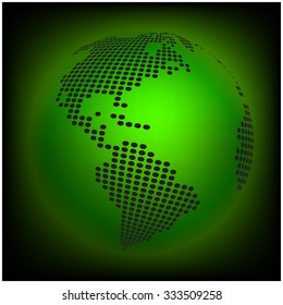 Globe earth world map - abstract dotted vector background.  Green wallpaper illustration