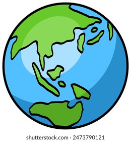 Globe Earth World Map Doodle Illustration Vector