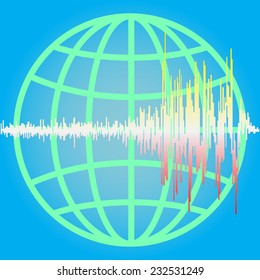 globe and earthquake lines illustration