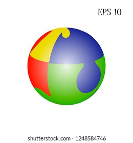 globe, eco puzzle, colored vector icon