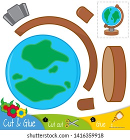 Globe. Education paper game for preshool children. Vector illustration.