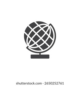 Globe education solid vector icon. A glyph-style icon of a classroom globe. This icon symbol suits world study sign and geography symbol usage.