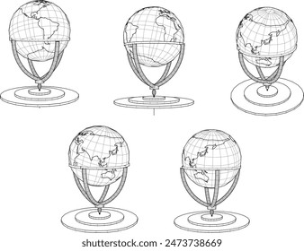 Globe educational learning tool design drawing vector illustration sketch