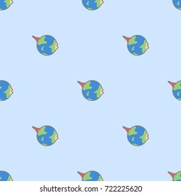globe with eiffel tower and pyramid cartoon seamless pattern in light background
