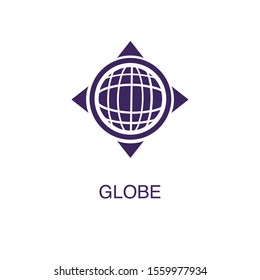Globe element in flat simple style on white background. Globe icon, with text name concept template