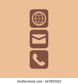 Globe Email and Phone icon. Contact icon set vector illustration