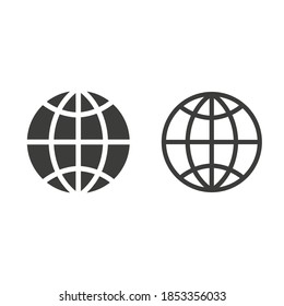 Globe emblem set. Icon isolated on white background. Vector illustration