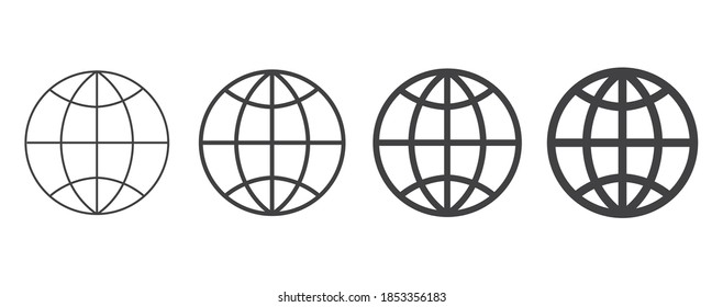 Globe-Emblem-Set. Symbol einzeln auf weißem Hintergrund. Vektorgrafik