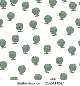 The globe engraved seamless pattern. Vintage background old atlas earth in hand drawn style. Vector repeated texture for print, fabric, wrapping, wallpaper, tissue.