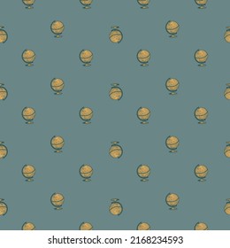 El mundo grabó un patrón sin fisuras. Vintage fondo viejo atlas tierra en estilo dibujado a mano. Textura repetida vectorial para impresión, tela, envoltura, papel pintado, tejido.