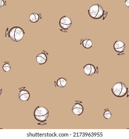 El mundo grabó un patrón sin fisuras. Mapa del mundo vintage con estilo dibujado a mano. Esbozar textura para tela, papel pintado, textil, impresión, título, papel envolvente. Ilustración vectorial.