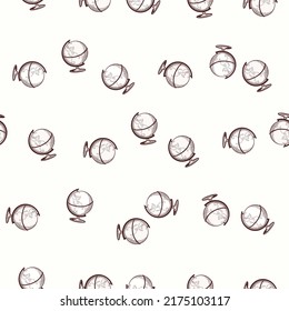 El mundo grabó un patrón sin fisuras. Mapa del mundo vintage con estilo dibujado a mano. Esbozar textura para tela, papel pintado, textil, impresión, título, papel envolvente. Ilustración vectorial.
