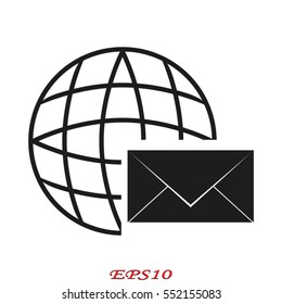 Globe, envelope, icon, vector illustration eps10