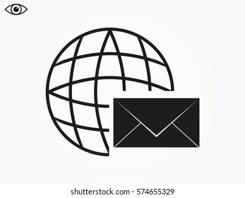 Globe, envelope, icon, vector illustration eps10