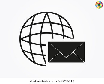 Globe, envelope, icon, vector illustration eps10