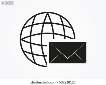 Globe, envelope, icon, vector illustration eps10