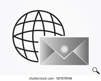 Globe, envelope, icon, vector illustration eps10