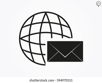 Globe, envelope, icon, vector illustration eps10