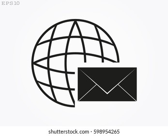 Globe, envelope, icon, vector illustration eps10