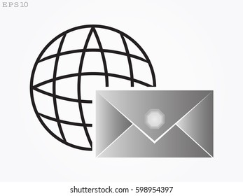 Globe, envelope, icon, vector illustration eps10