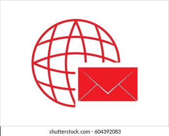 Globe, envelope, icon, vector illustration eps10