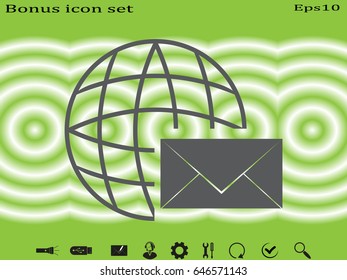 Globe, envelope, icon, vector illustration eps10