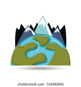 globe environment mountains care icon graphic vector illustration eps 10