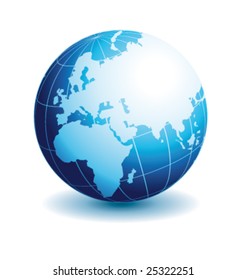 Globe european view with reflection vector