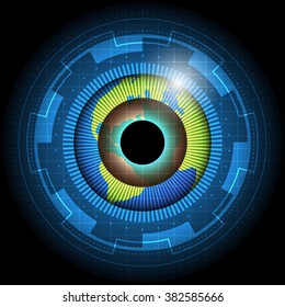 globe eye ball ,technology style on red background