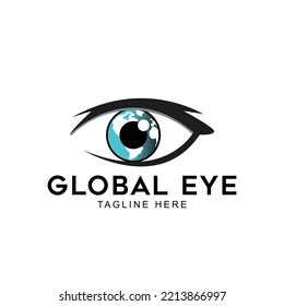 Globe With Eye Logo Vector Template	
