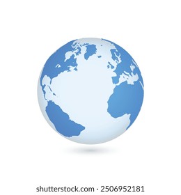 Un globo terráqueo con océanos y continentes azules brillantes que simbolizan la unidad global y la geografía, perfecto para fines educativos y decorativos.