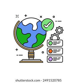 Globe Filled Color Icon, Vector illustration