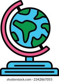 Globe Filled Icon, Vector, Illustration