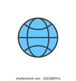 Globe filled outline icon, line vector sign, linear colorful pictogram isolated on white. Worldwide symbol, logo illustration. 