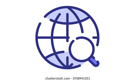 globe find search seo single isolated icon with dash or dashed line style