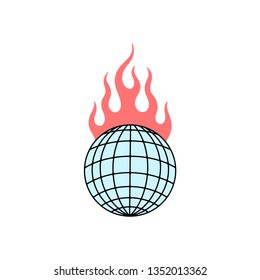 GLOBE IN FIRE COLOR WHITE BACKGROUND