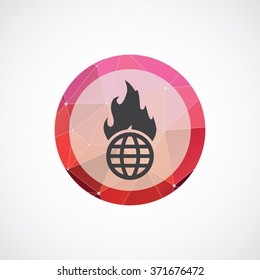 globe fire icon, on white background
