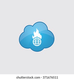 globe fire icon, on white background