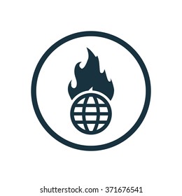 globe fire icon, on white background