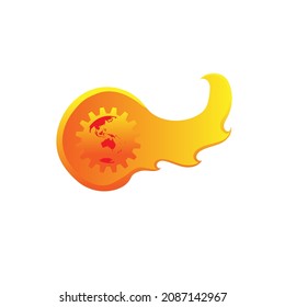 globe and fire illustration vector isolated on white background