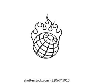Globe fire vector icon