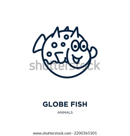 globe fish icon from animals collection. Thin linear globe fish, globe, fish outline icon isolated on white background. Line vector globe fish sign, symbol for web and mobile