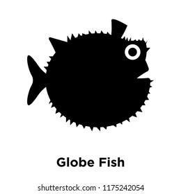 Globe Fish icon vector isolated on white background, logo concept of Globe Fish sign on transparent background, filled black symbol