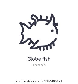 globe fish outline icon. isolated line vector illustration from animals collection. editable thin stroke globe fish icon on white background