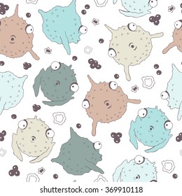 Globe fish seamless pattern