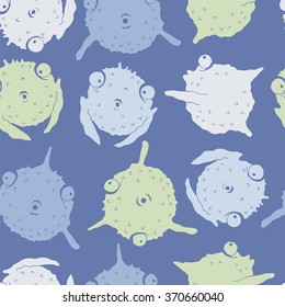 Globe fish seamless pattern