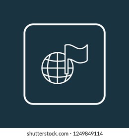 Globe with flag icon line symbol. Premium quality isolated world element in trendy style.