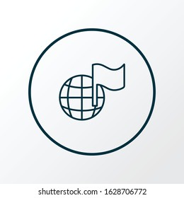 Globe with flag icon line symbol. Premium quality isolated world element in trendy style.