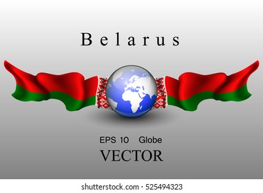 Globe with flags of Belarus, EPS 10